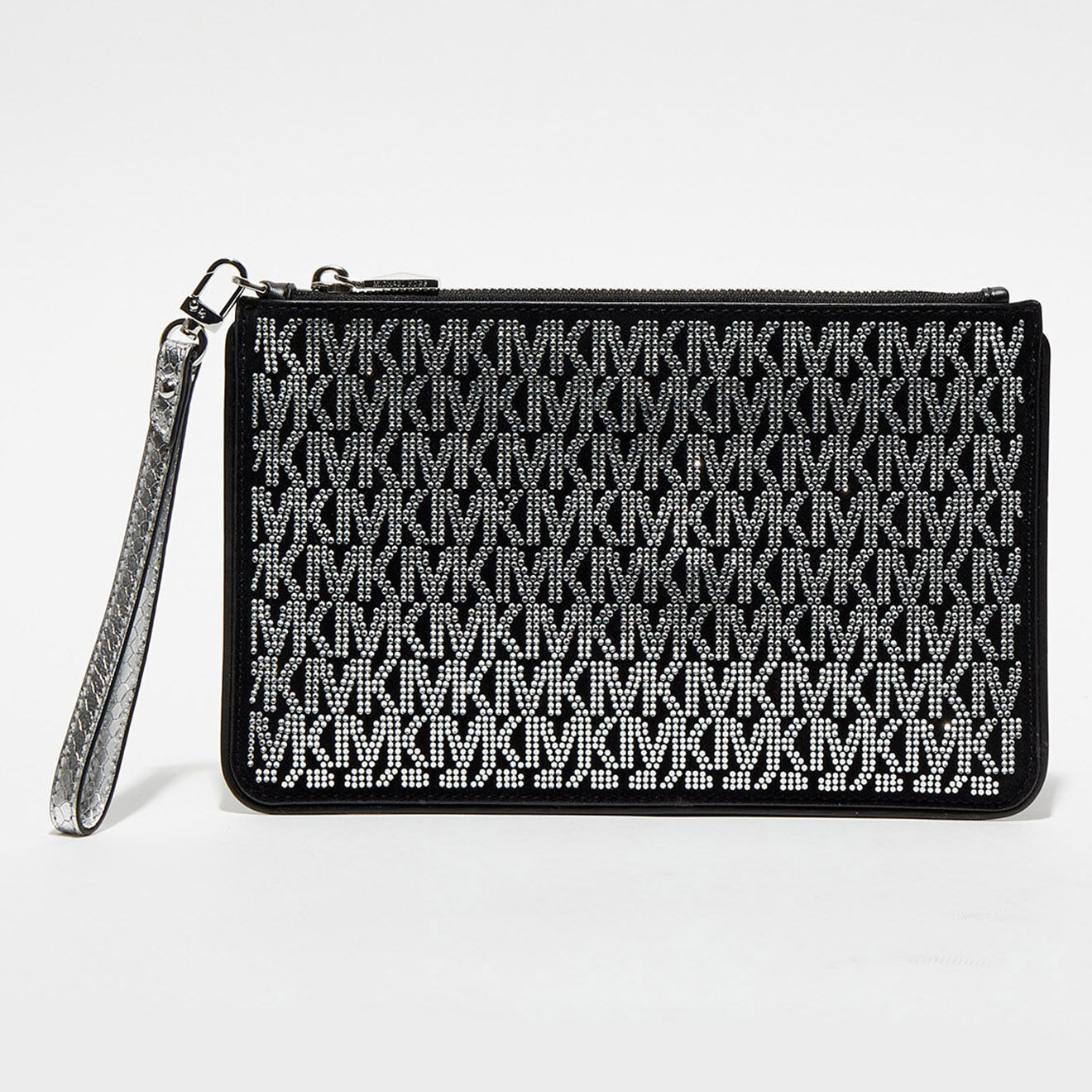 Michael Kors Pochette en Suédine Jet Set large Crystal noir/argenté - 26x16 cm