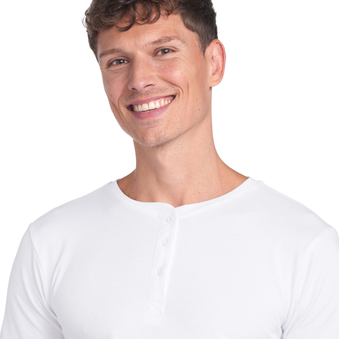 VanVaan Herren T-Shirt mit Serafino-Ausschnitt weiss