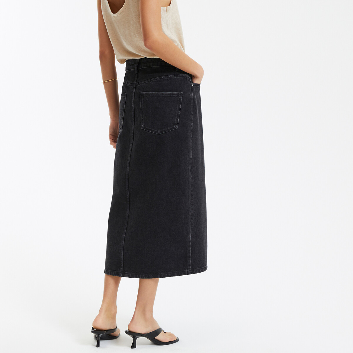COLEÇÕES LA REDOUTE<br>Calça jeans midi com corte reto