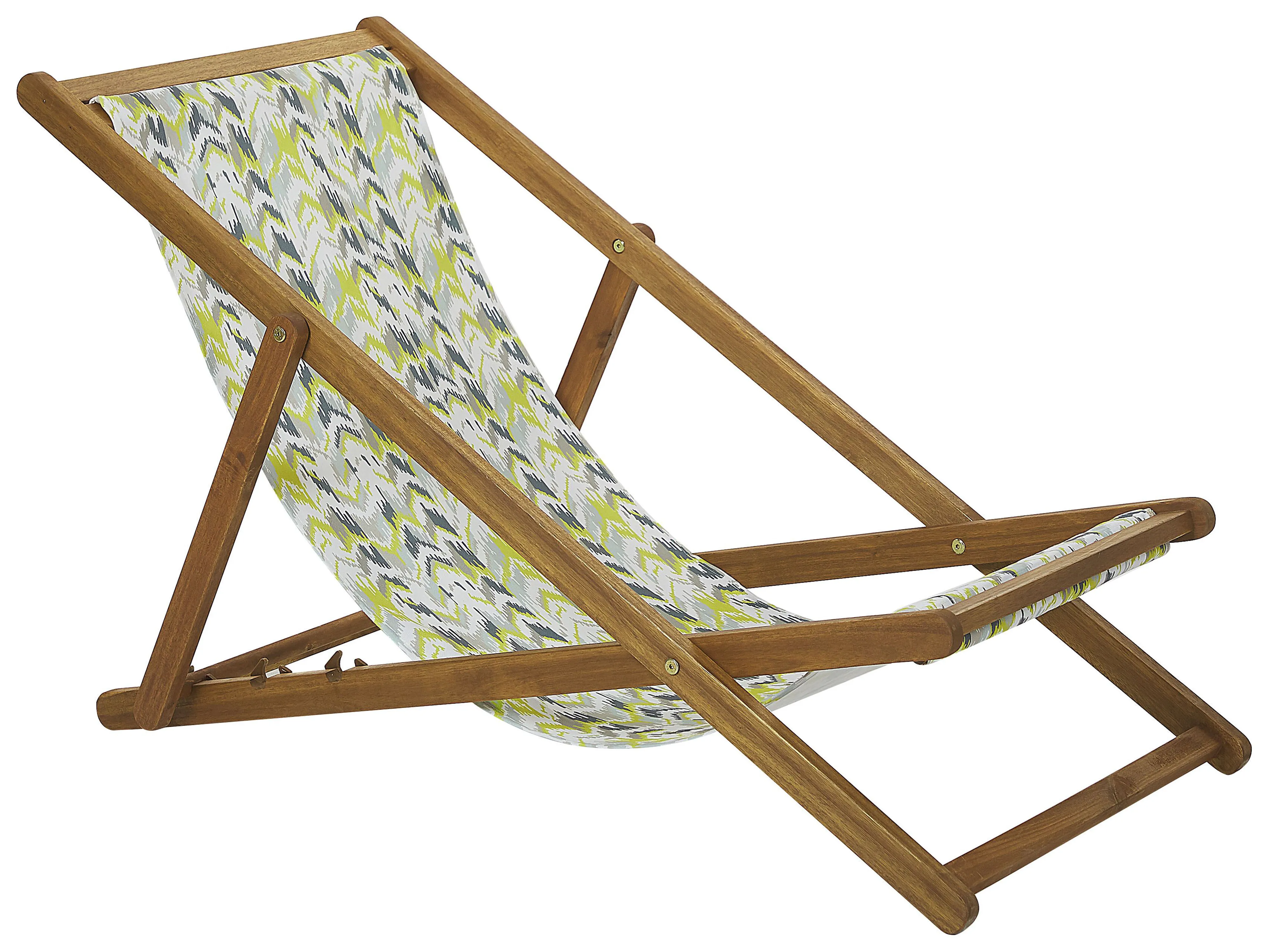 Set van 2 inklapbare ligstoelen ANZIO met vervangingshoezen Abstract motief Acaciahout Lichtbruin