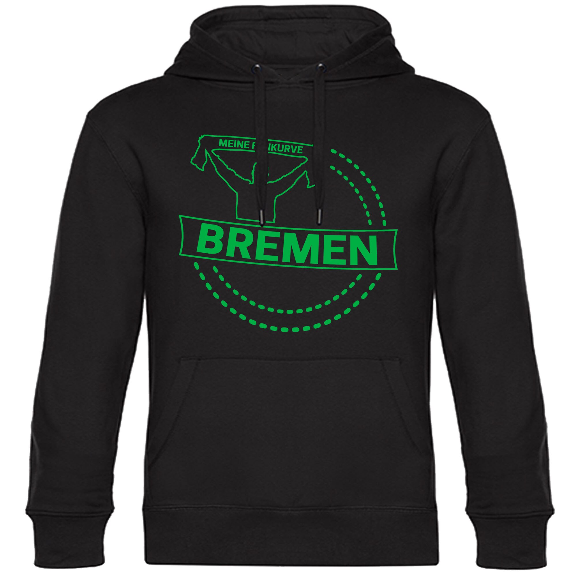 multifanshop® Kapuzen Sweatshirt - Bremen - Meine Fankurve - Druck grün