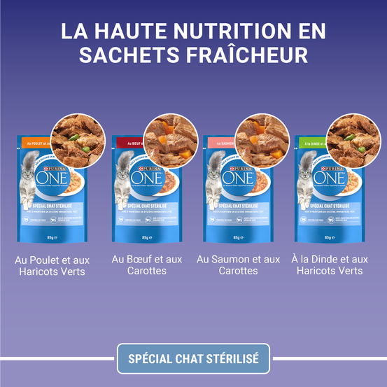 Sachet Purina One Spécial Chat Stérilisé : 8x85gr