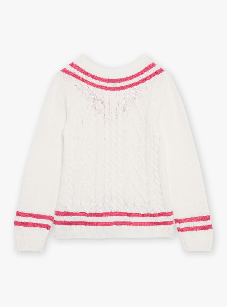 Pull écru en maille torsadée