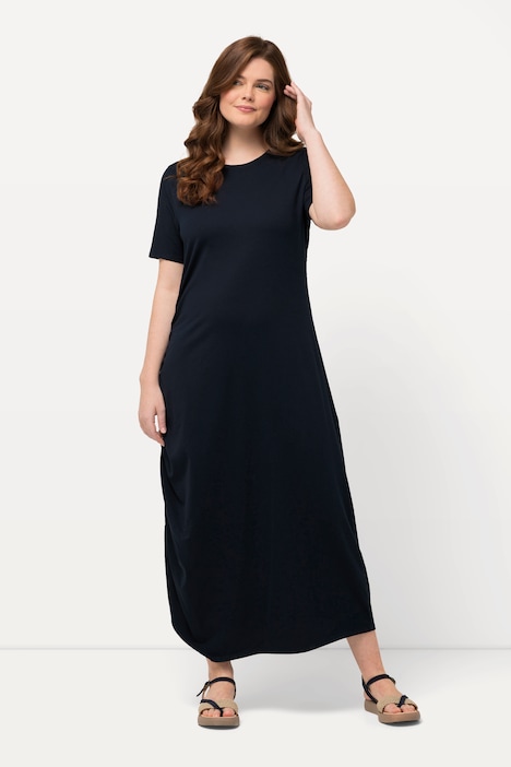 Jersey-Maxikleid, Rundhals, Halbarm, Biobaumwolle