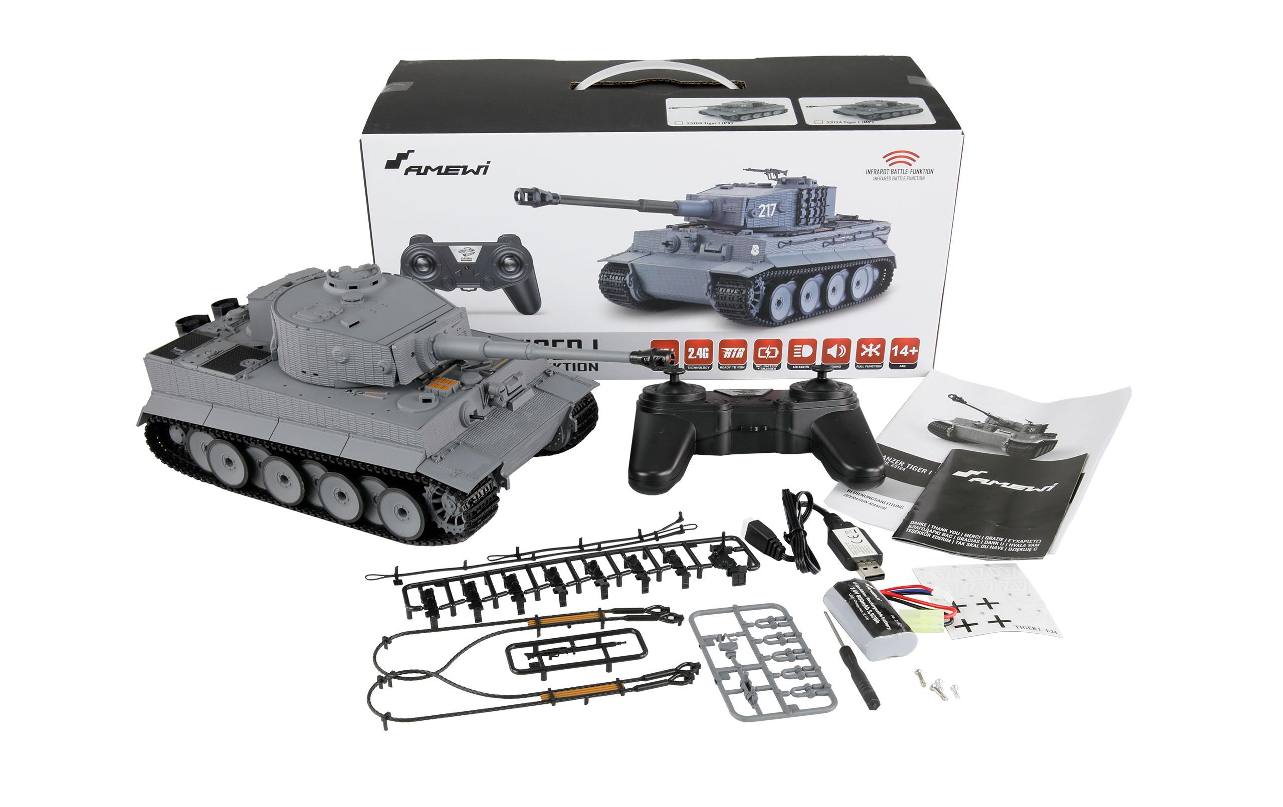 Panzer Tiger I PV mit IR Battlefunktion, RTR, 1:24Ferngesteuerter 2. Weltkrieg Panzer mit Infrarot Kampffunktion