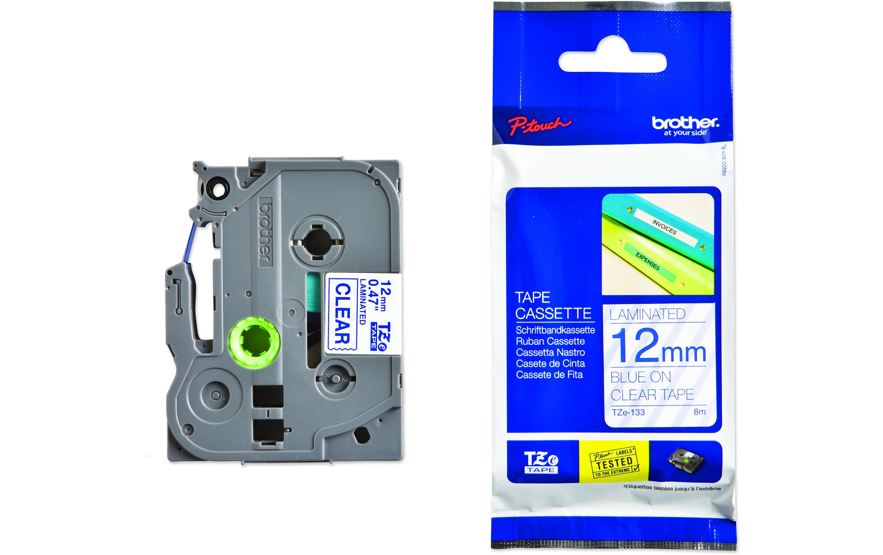 Beschriftungsband TZE-133 Blau auf TransparentFarbband für Brother P-Touch-Geräte