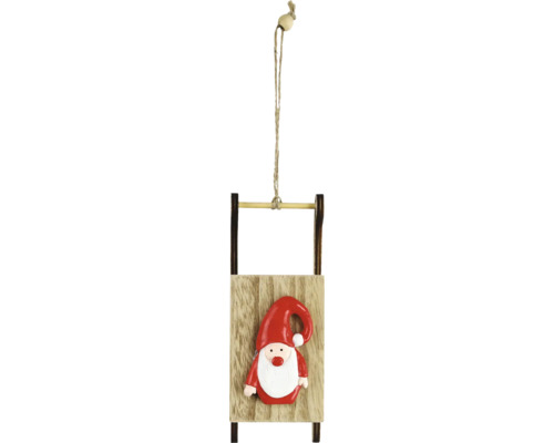 Kerstdecoratie hanger slee Kerstman hout naturel
