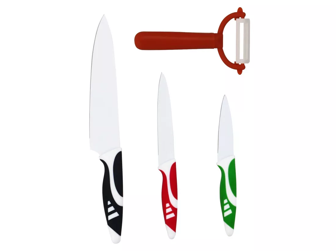 Menastyl - Lot De 3 Couteaux + Eplucheur En Inox Revetement Ceramique
