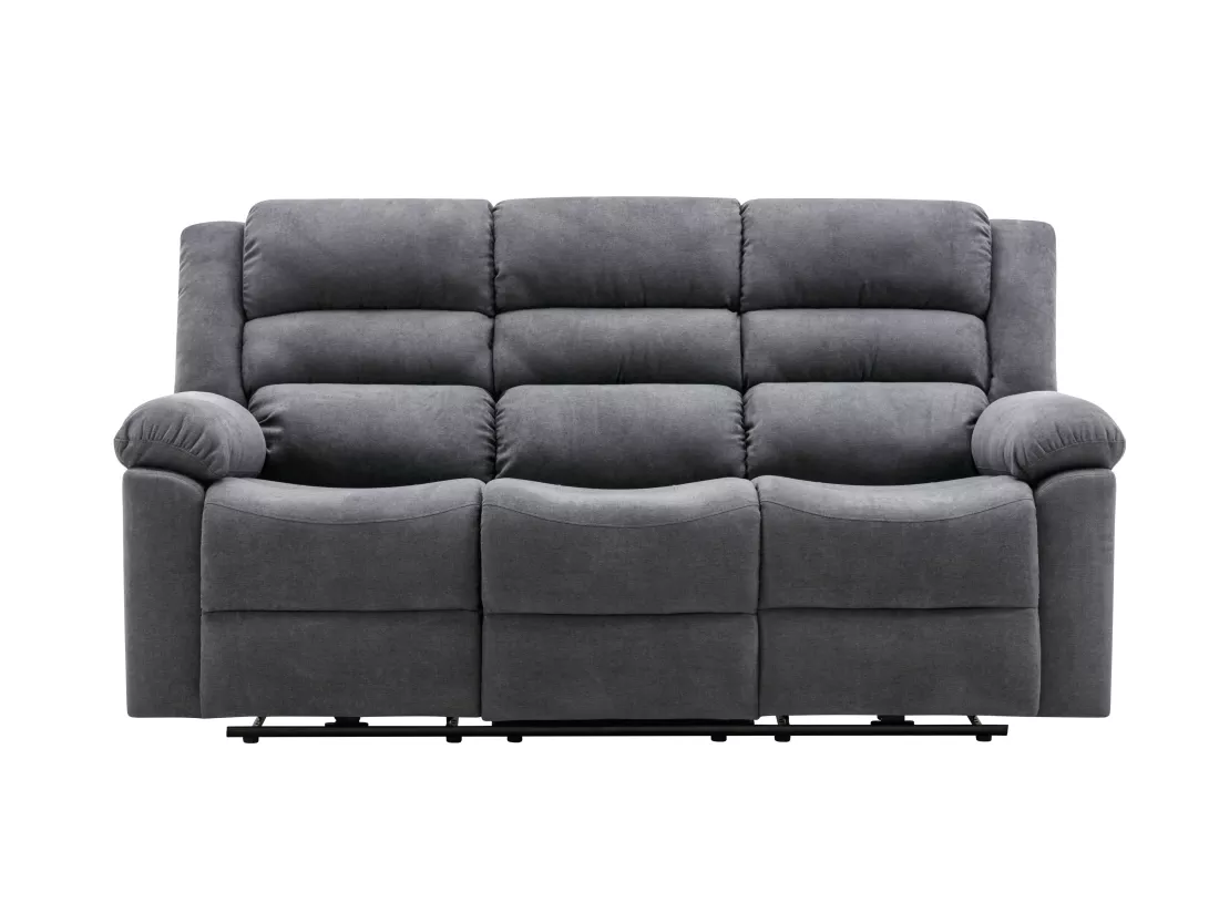 Canapé 3 places et fauteuil relax électrique en tissu gris BUROLO