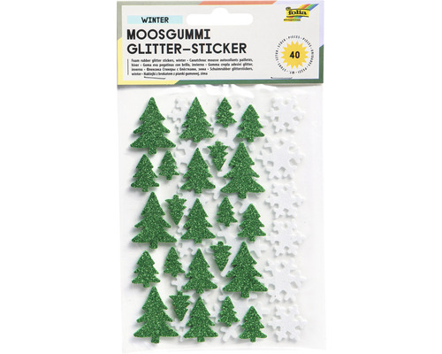 Glitterstickers van schuimrubber, winter, 40 stuks.