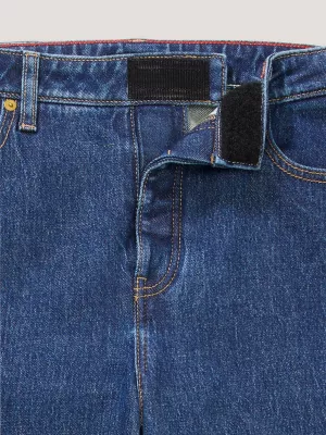 Calça jeans de perna larga e modelagem relaxada adaptável