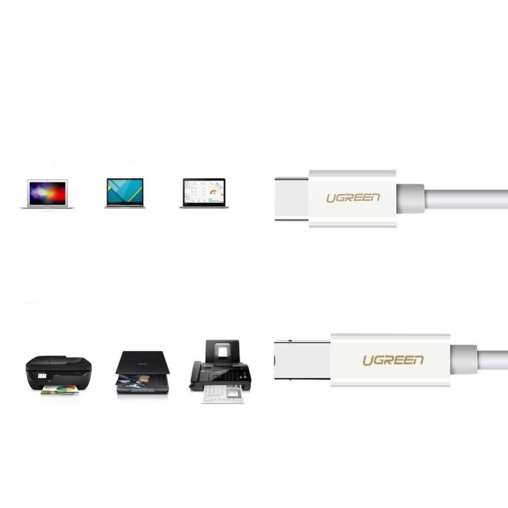 (1.5m) USB C auf USB B Kabel für Drucker / Scanner / Festplatten (480Mbit/s) - Weiss
