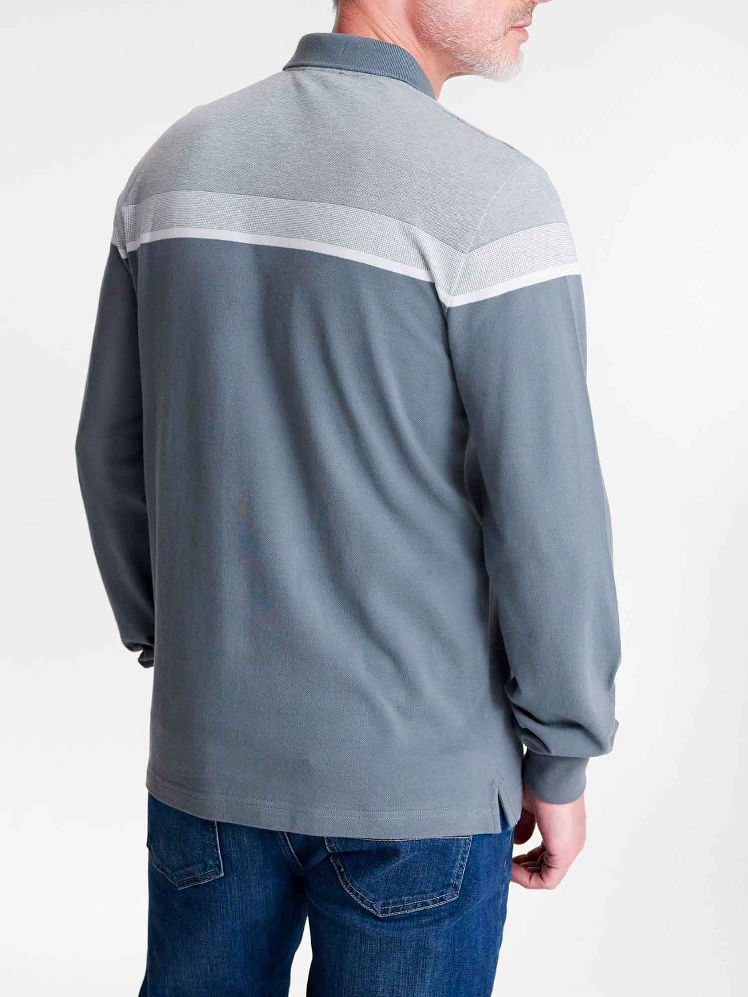 Polo Homme Manches Longues Coton Biologique Gris