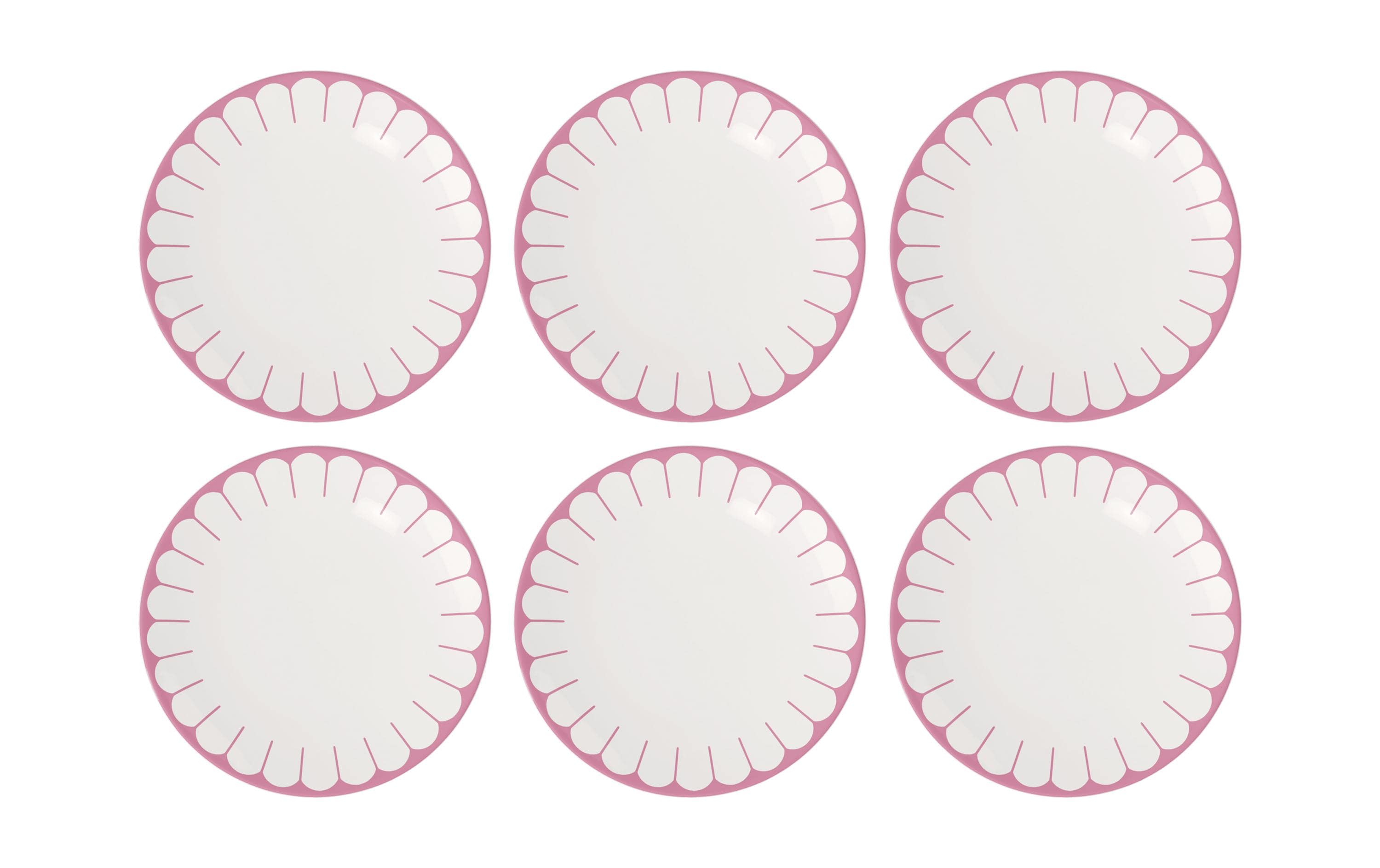 Speiseteller Fleur 6 Stück, Rosa<br>Hochwertiger Teller