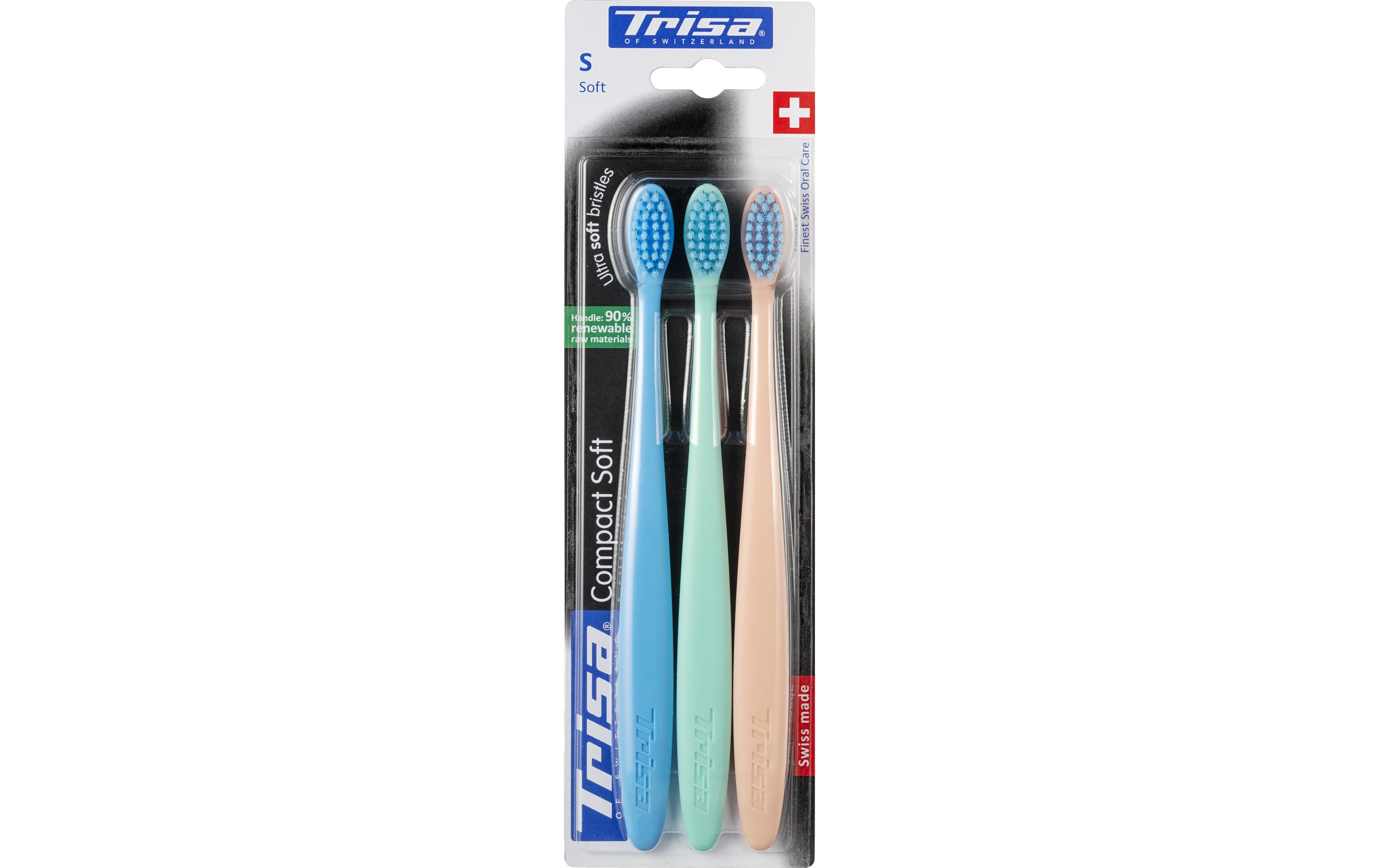 Handzahnbürste Compact Soft TrioZahnbürste mit weichen Borsten für eine umfassende und effektive Reinigung