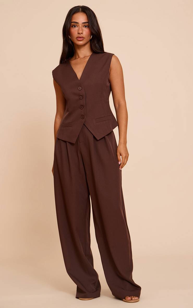 Chocolat Gilet Ajusté Boutonné Petite