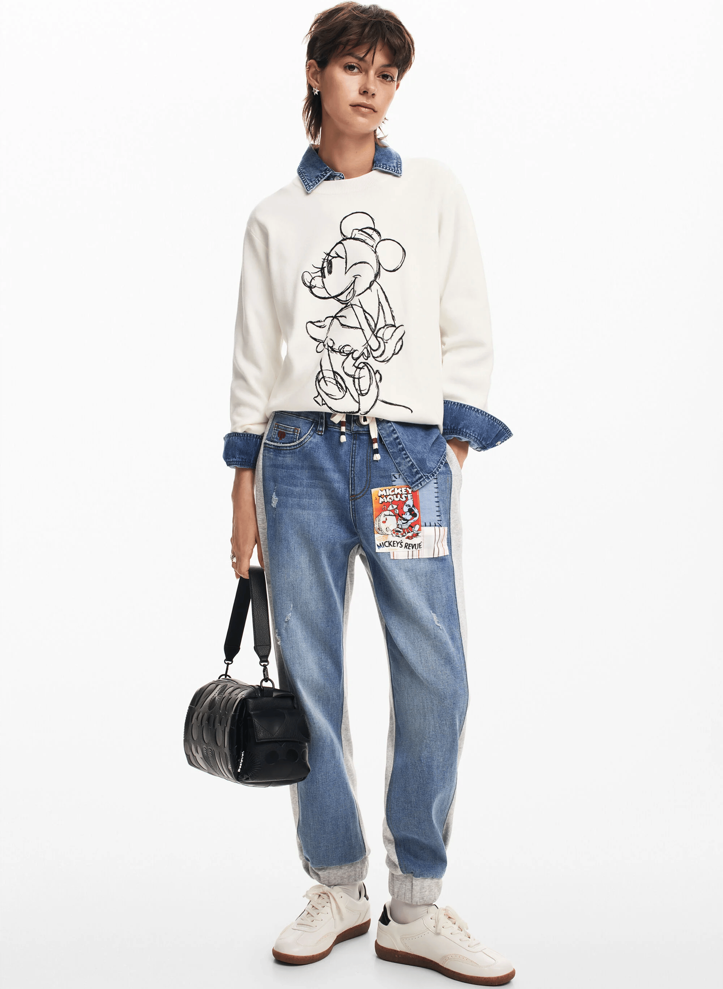 Pull col rond imprimé | Blanc