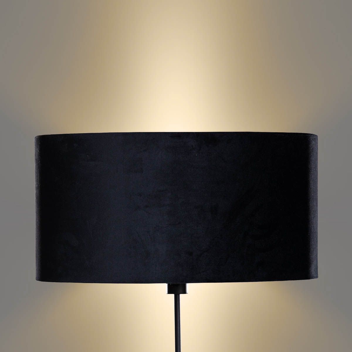 Vloerlamp zwart met ovale velours kap zwart 50cm - Parte