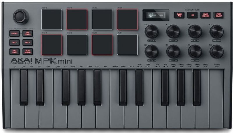 Akai Professional MPK Mini MK3 - USB MIDI-keyboardcontroller - Grijs - 25 toetsen