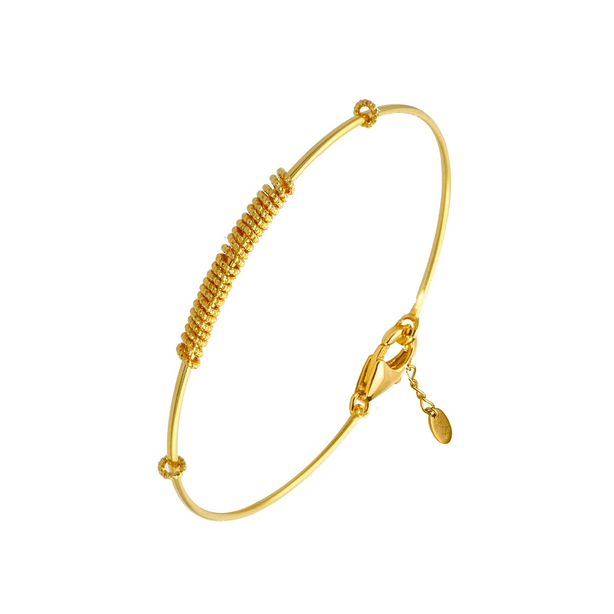 Bracelet Argent Doré Style Jonc Avec Pampilles Cercles Multiples
