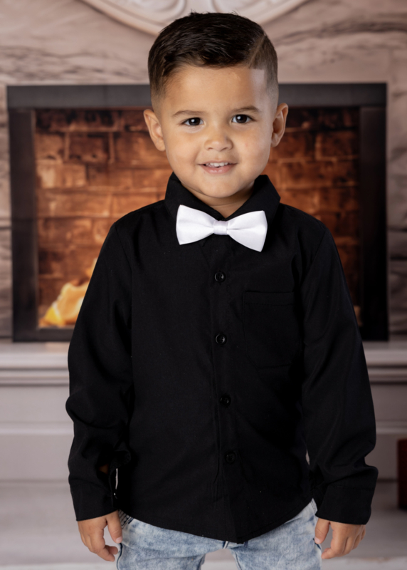 Little boys blouse - zwart (exclusief strikje)