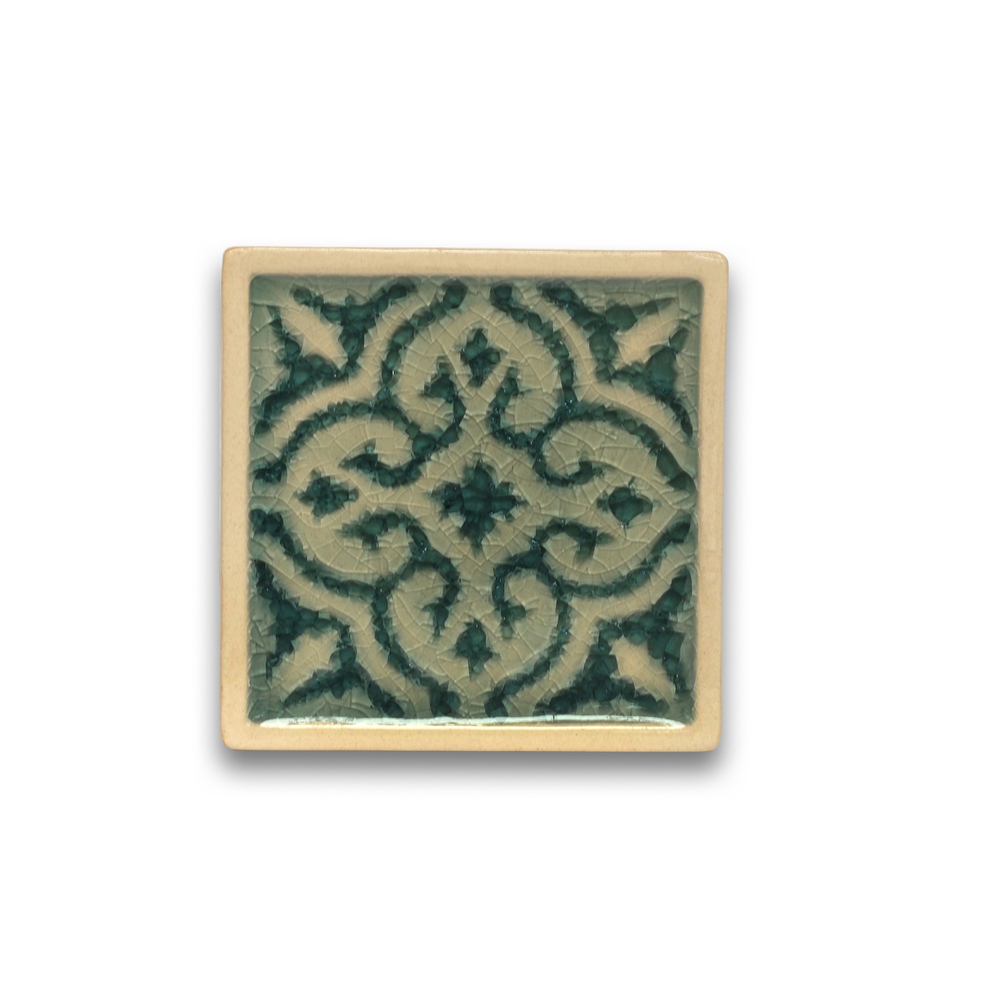 Steingutuntersetzer 'Ornament', blau, L 10 cm, B 10 cm, H 1 cm zu 5,00