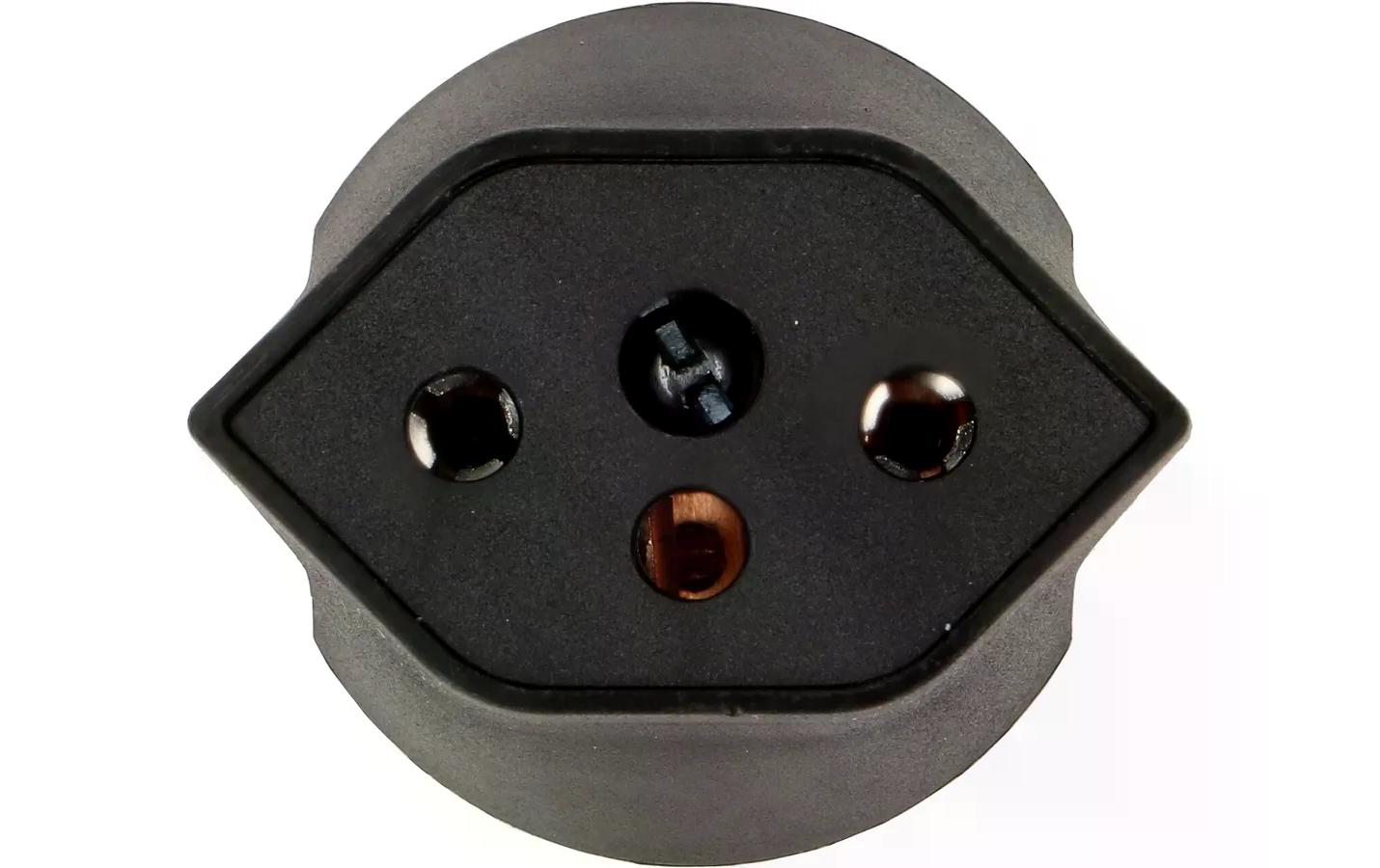 Fixadapter Schuko auf T13, SchwarzÜbergangsstecker zur Nutzung von 3-poligen Geräten mit Schweizer-Stecker in Ländern mit Schuko-Steckern