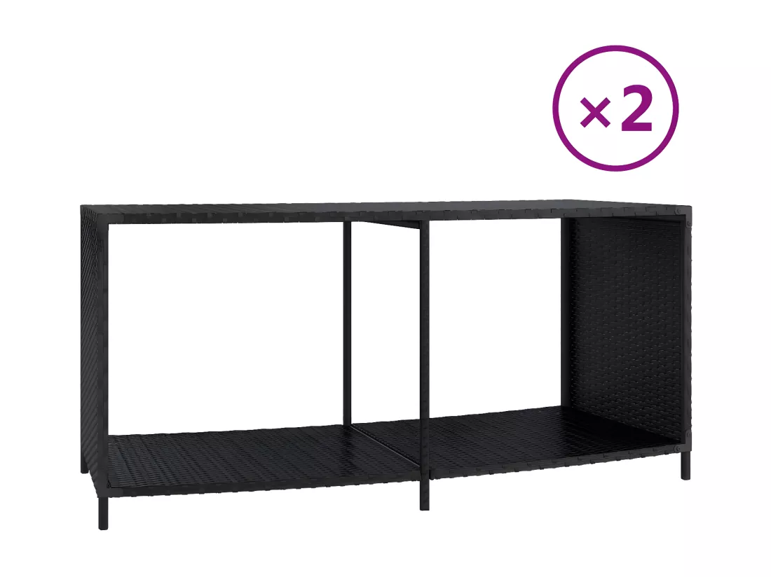 Prolenta Premium - Étagères de rangement 2 pcs noir résine tressée