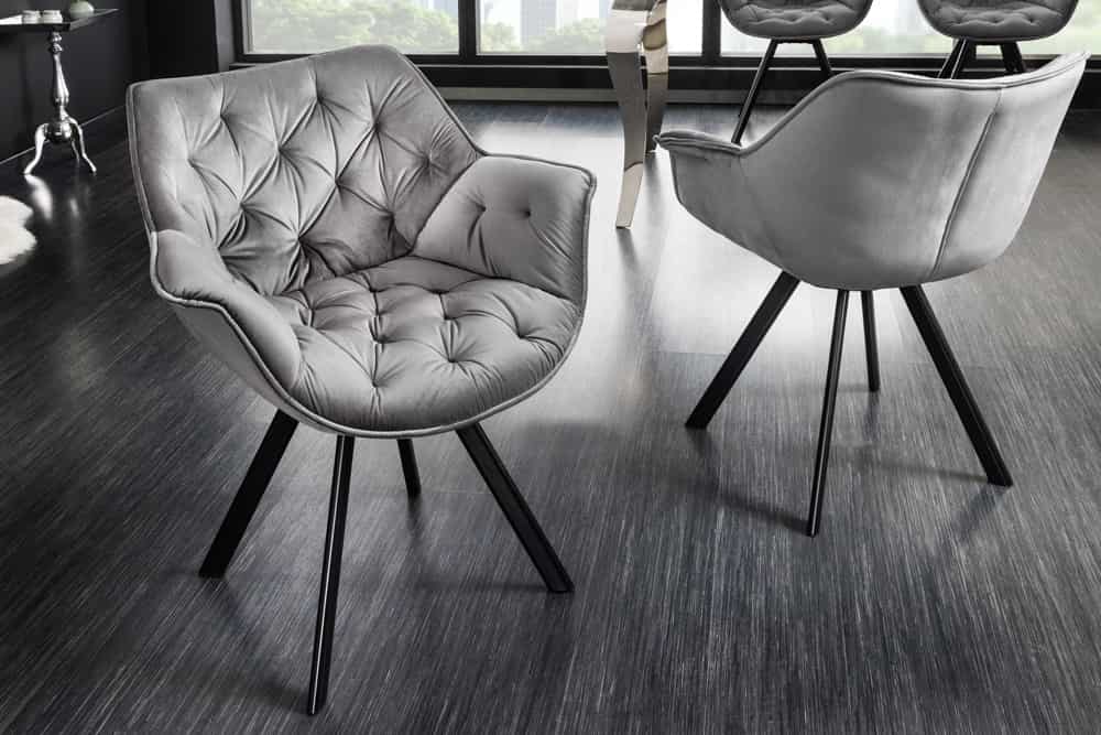Drehbarer Stuhl THE DUTCH COMFORT grau Samt mit Armlehnen Modern Design