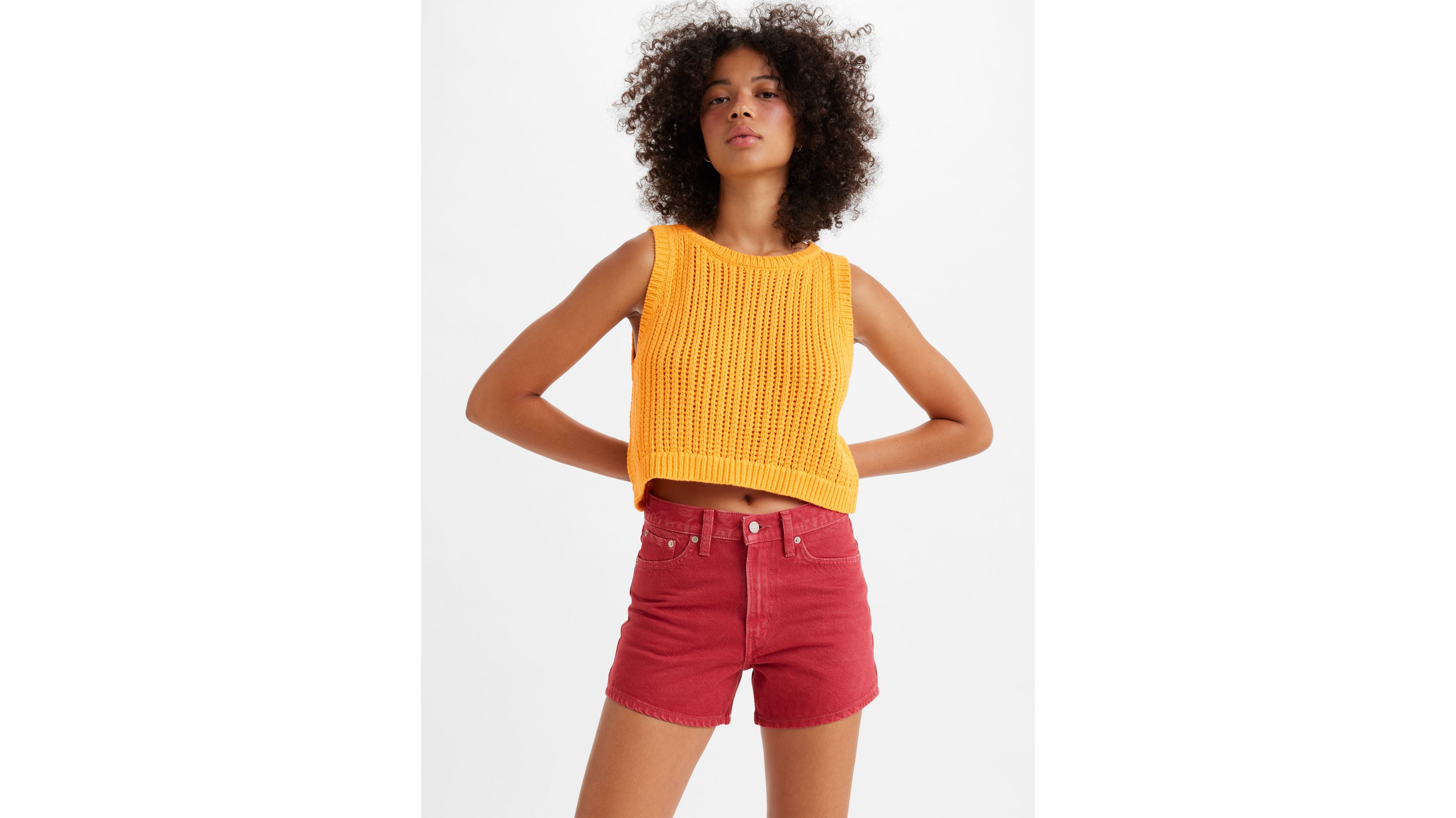 Short Mom ’80 - Red Garment Dye - Rouge