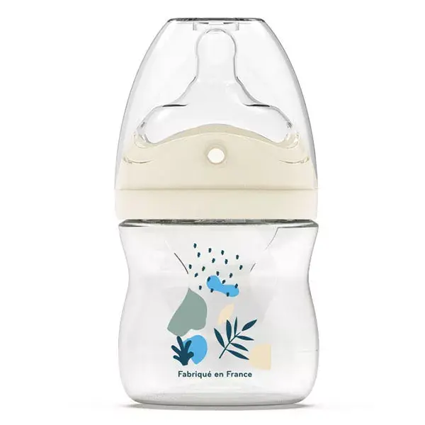 Mamadeira Dodie com bico anticólica multiperfurado, azul, 150ml