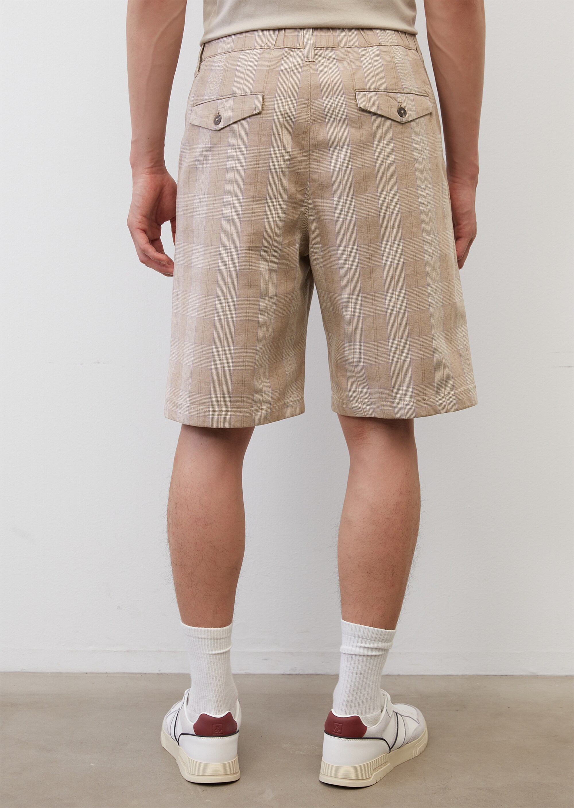Glencheck-Shorts Modell SUNDOM pleats aus Bio-Baumwoll-Mix