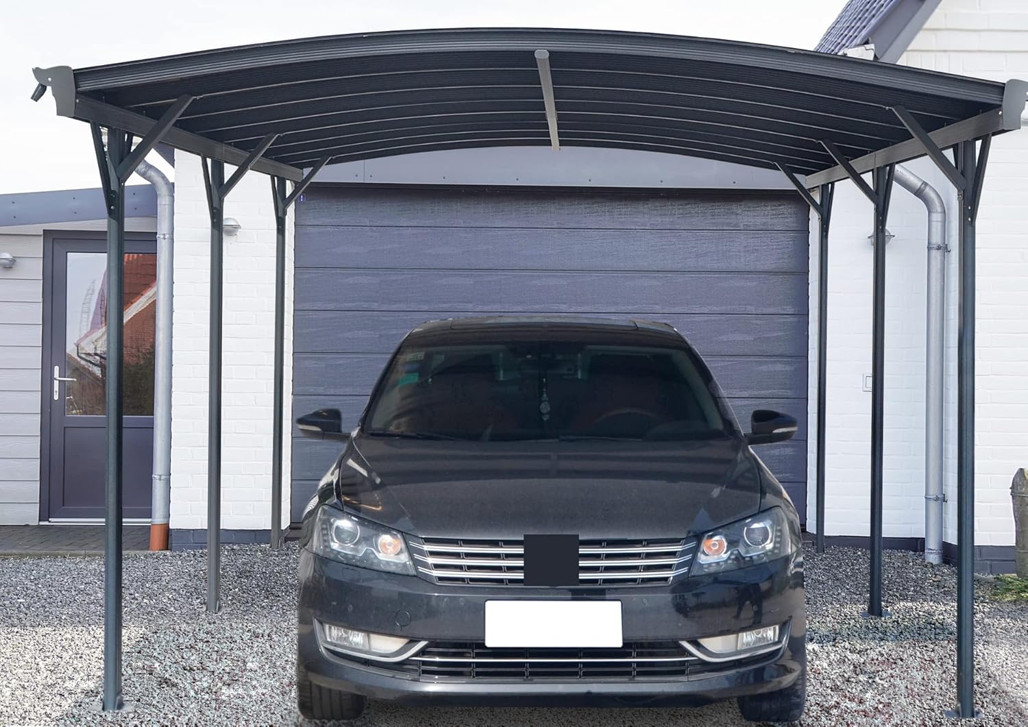 Design Carport London Aluminium Doppelstegplatten Beschichtung gegen UV-Strahlung, Farbe wählen:Grau