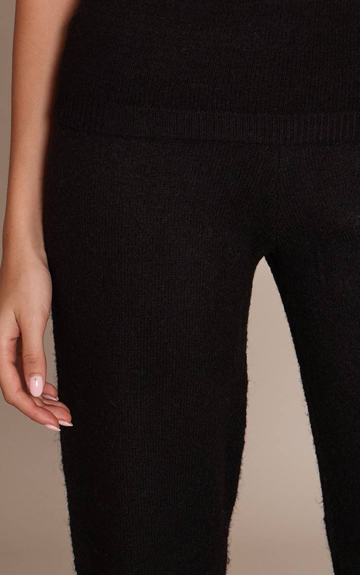 Noir Pantalon Tricoté Taille Mi-haute