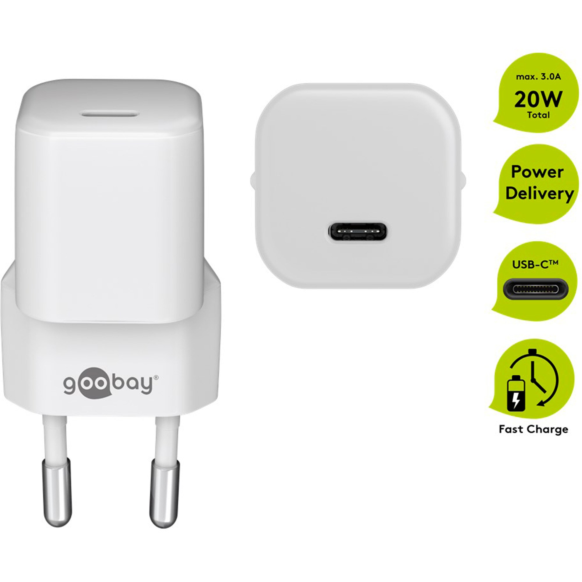 goobay Ladegerät Apple Lightning / USB-C PD-Ladeset nano 20 Watt