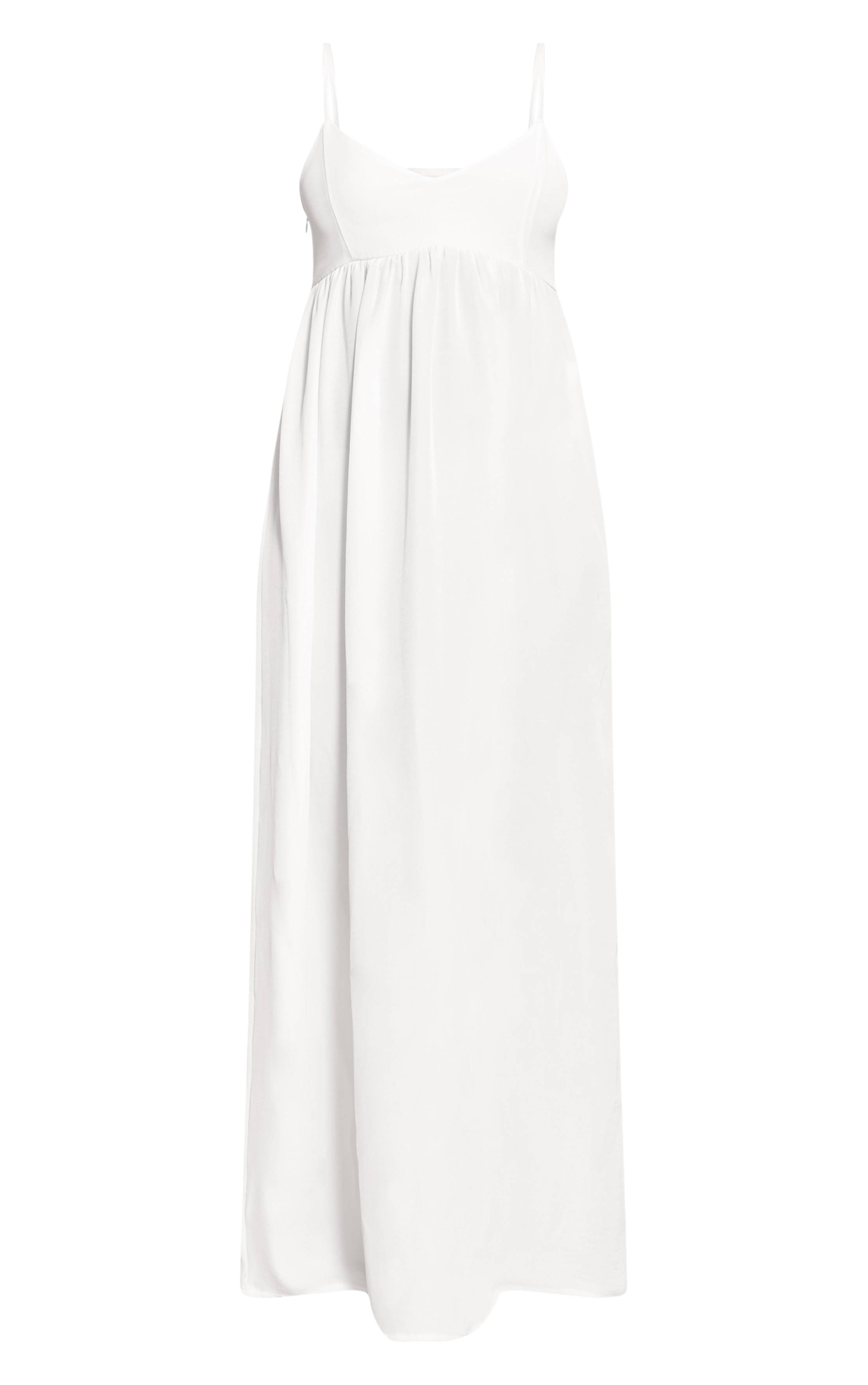 Blanc Robe Longue Texturée À Bretelles Et Encolure Arrondie Sans Manches