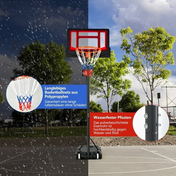 Basketballbøyle for barn Værbestandig bøylestativ med justerbar høyde fra 90-210 cm