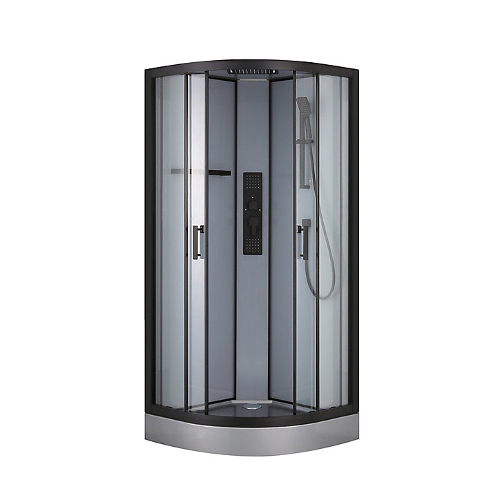 Cabine de douche hydromassante circulaire noir GoodHome Beloya 90 x 90 cm