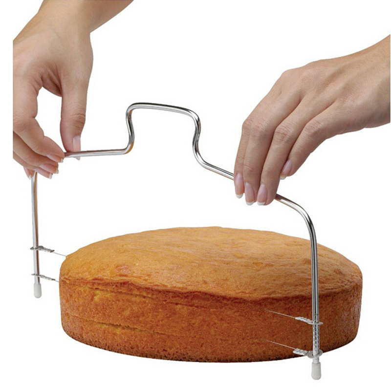 Tortenboden Schneidedraht Höhenverstellbarer Kuchen Teiler - Silber