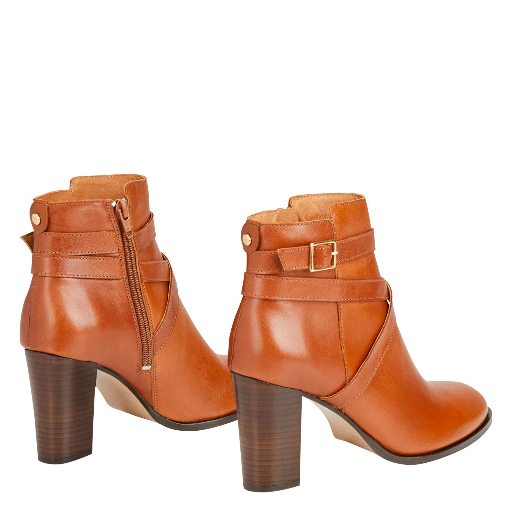 VELMINA - Bottines à talon en cuir lisse | Marron