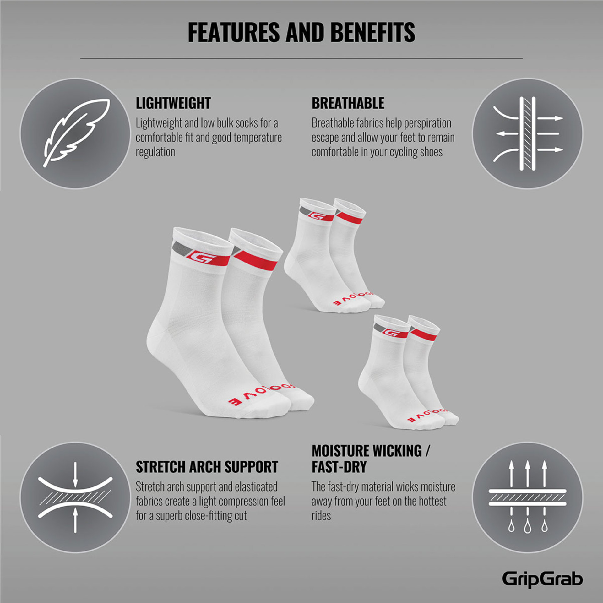 GripGrab Classic Regular Cut Summer Sokken 3-Pack Wit
