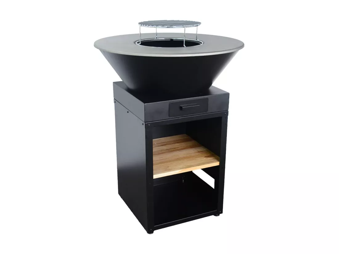 Brasero barbecue Ø81.5cm avec grille de cuisson et espace de rangement