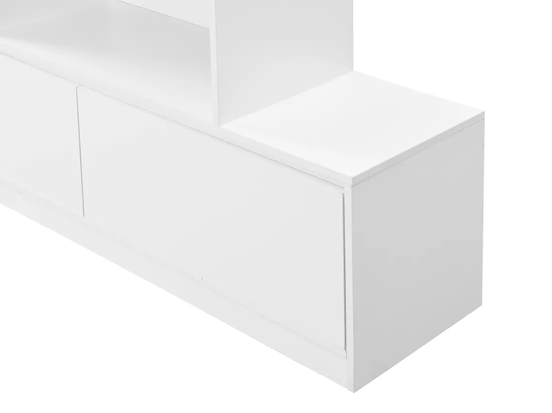 Meuble à chaussures 2 portes et 6 niches avec LEDs en MDF - Blanc - LOVILA
