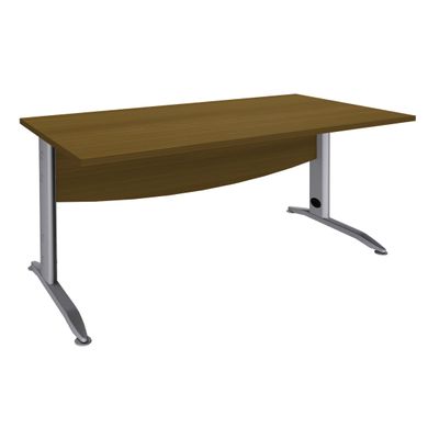 Bureau droit IDRA - L160 cm - Pied alu - plateau imitation noyer