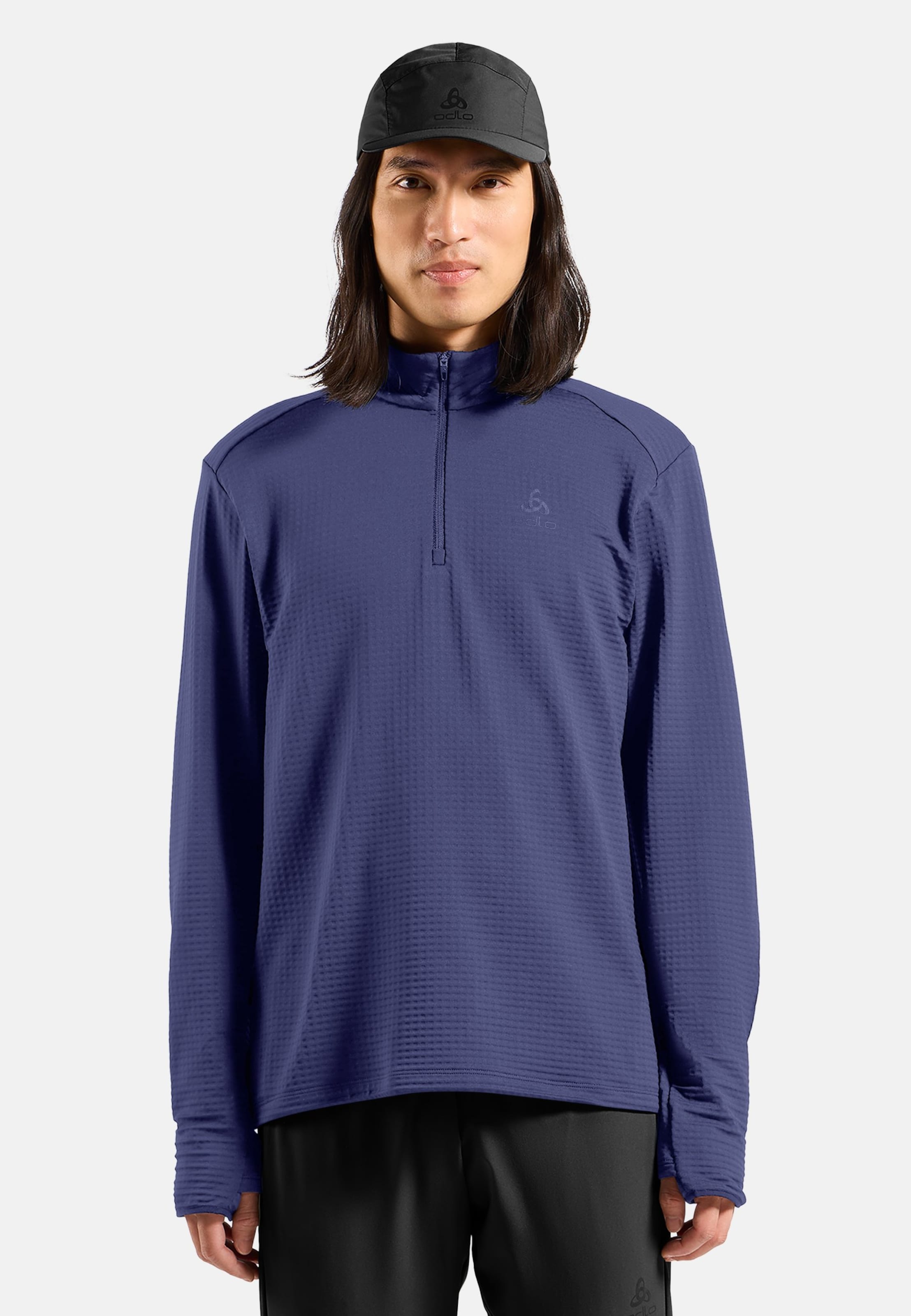Essentials Thermal Laufshirt mit Halbreissverschluss in Skipper Blue