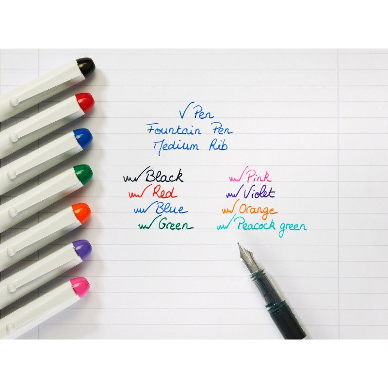 Stylo plume Pilot V-Pen écriture moyenne - Pochette de 6 couleurs classiques