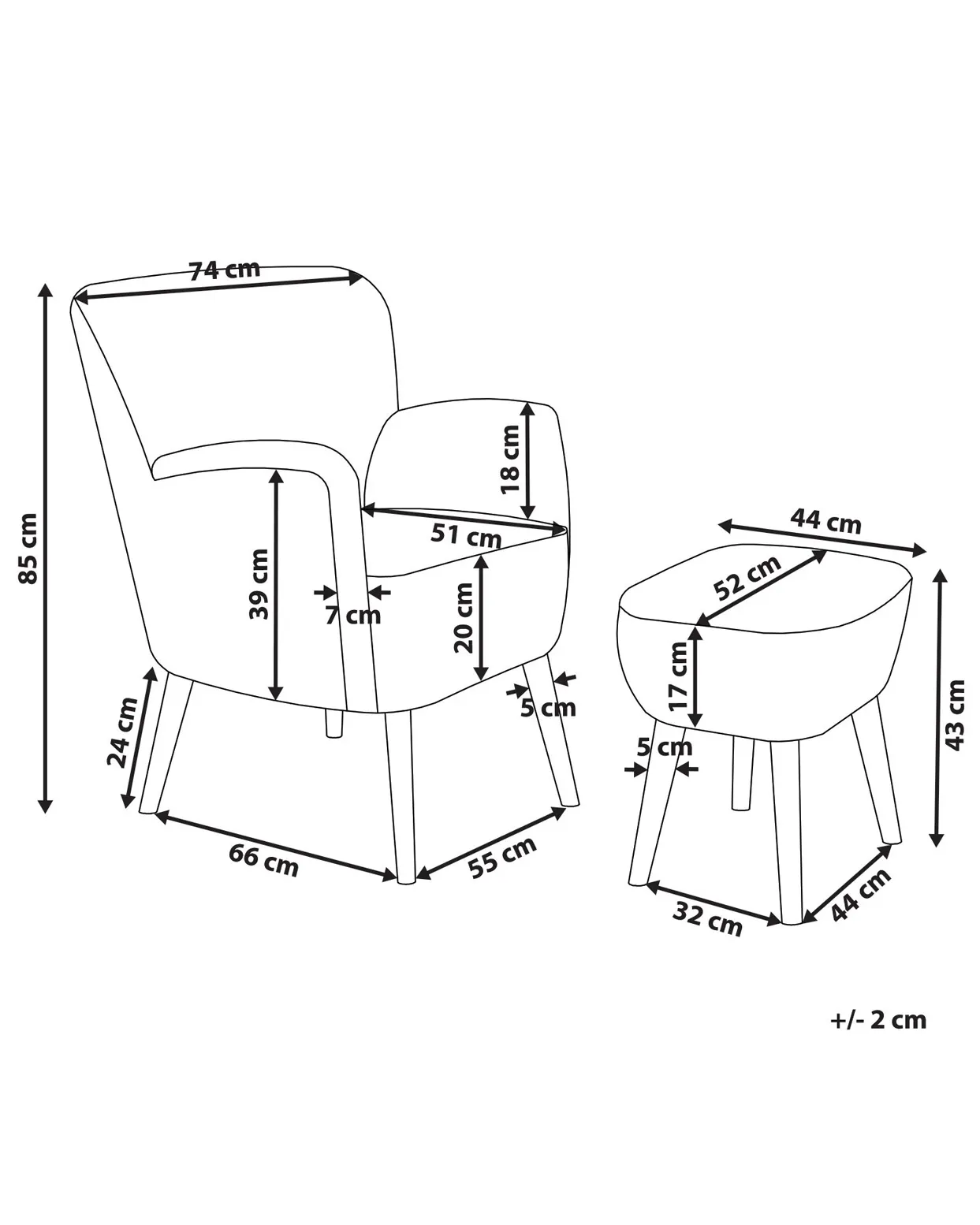 Fauteuil TUMBA met voetenbank Bouclé Wit