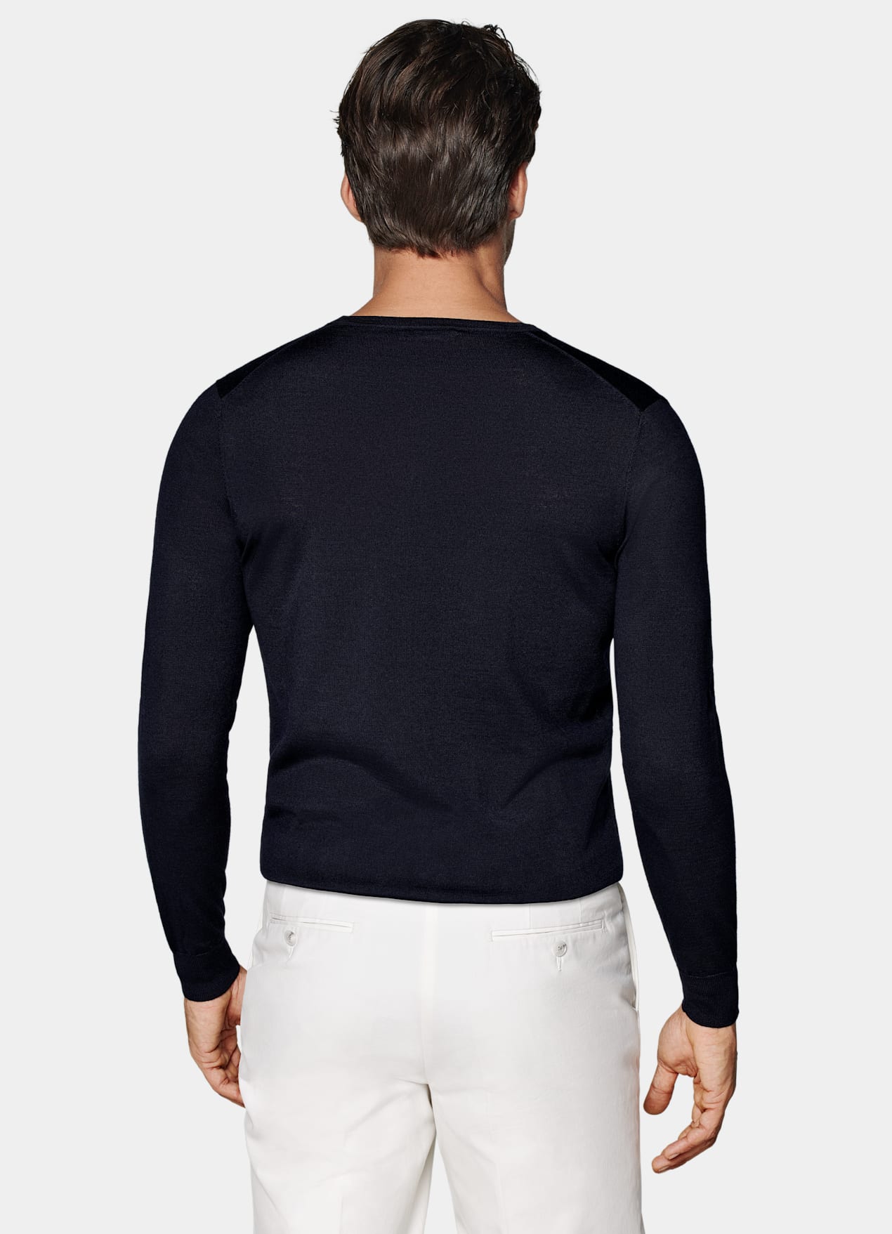 Pull col V Merino bleu marine