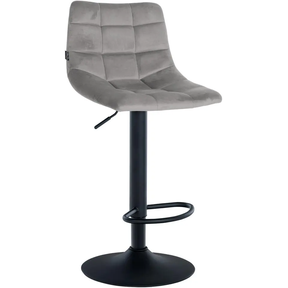 CLP Set van 2 Barkruk Jerry zwart Frame - Fluweel - grijs