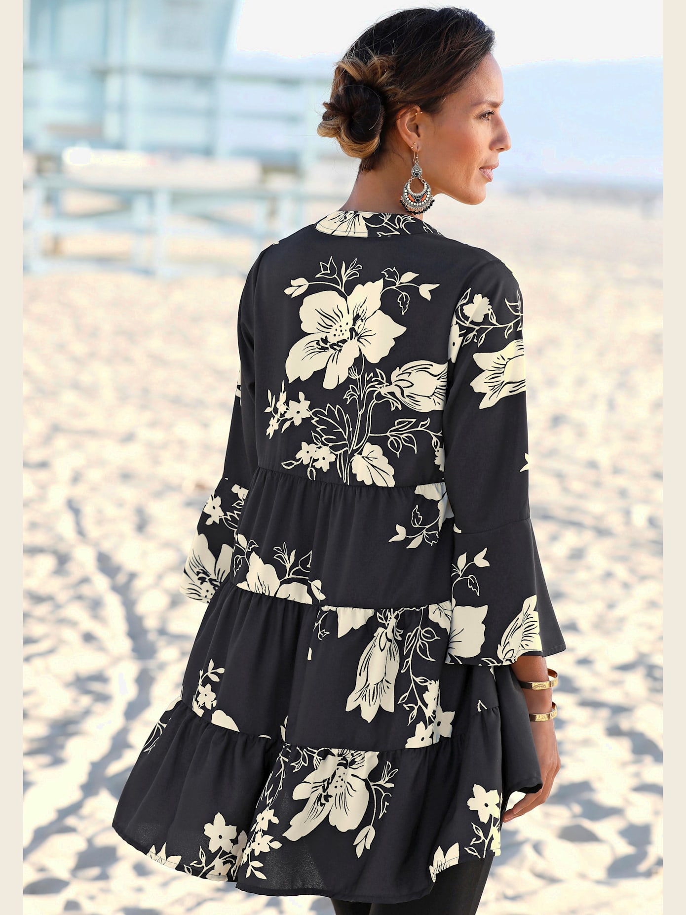 Robe chemisier robe tunique décontractée à col v